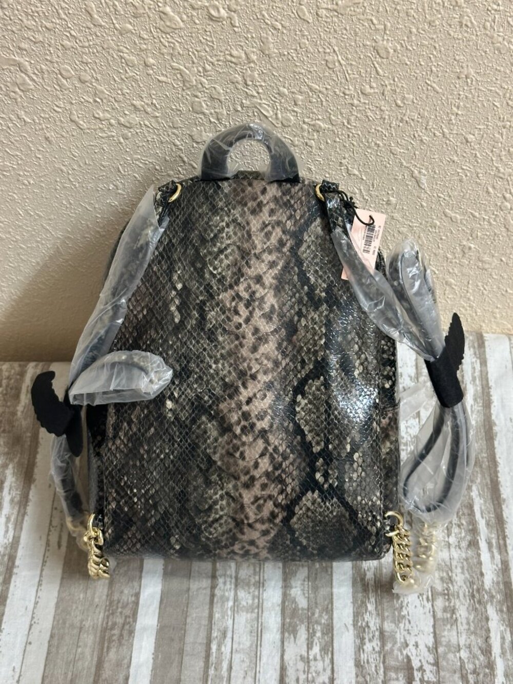 Mini Victoria's Secret Small Backpack In Python Snakeskin Print - Picture 2 of 5